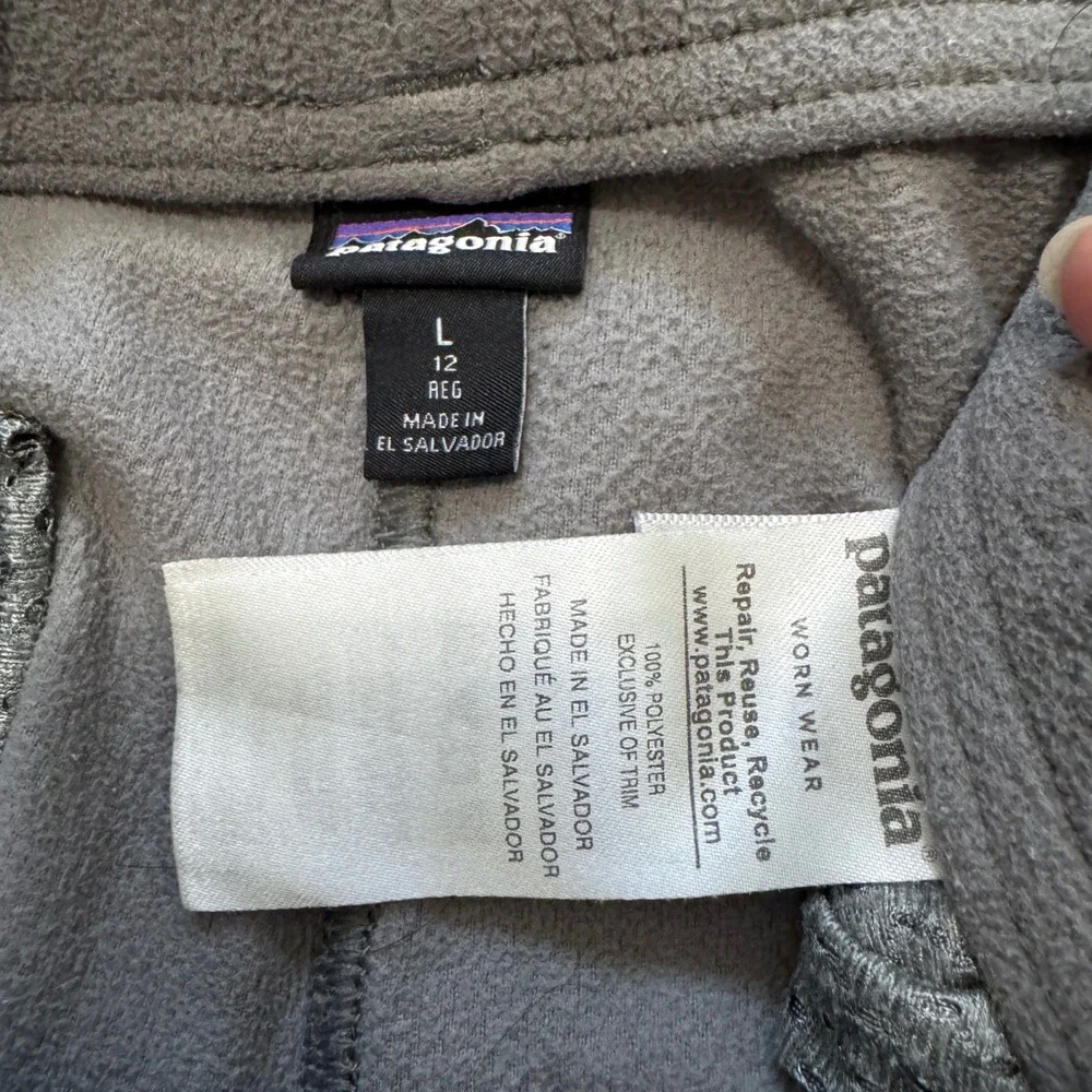 Patagonia Boys Large 12 Gray Fleece Micro D Snap T Pants Baselayer